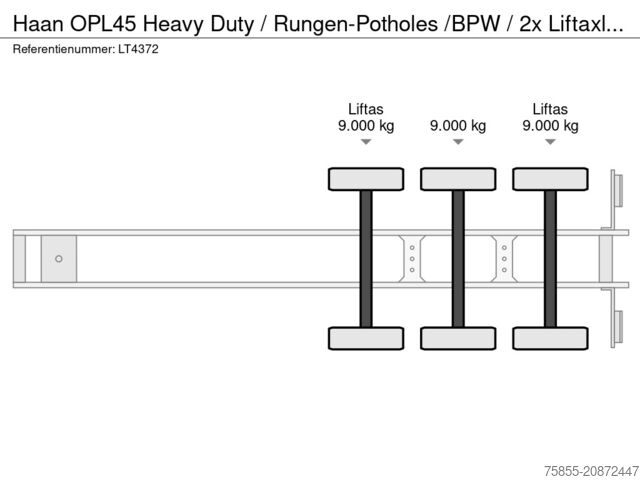 Zwiastun platformy Haan OPL45 Heavy Duty / Rungen-Potholes /BPW / 2x Li...