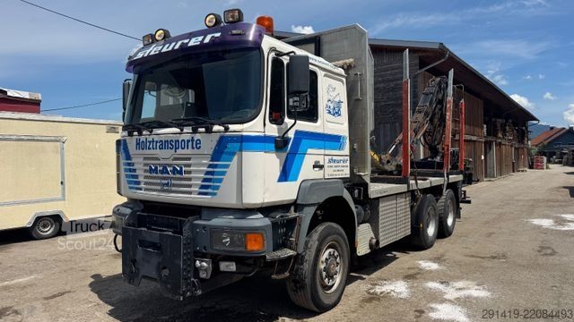 Holztransporter LKW MAN 33.464 DFALC 6x6 Allrad Holzlkw mit Kran Bj 2003