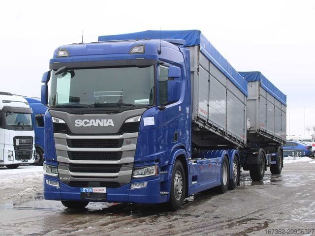Tovornjak prekucnik SCANIA R450, 6X2, THREE SIDED, LIFTING AXLE, RETARDER