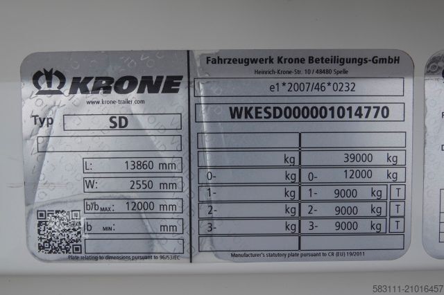 Rashladna poluprikolica KRONE KONTENER / KOFFER / 2021 ROK / OS PODNOSZONA 