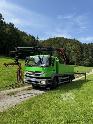 Krautuvas sumontuotas ant sunkvežimio MERCEDES-BENZ Axor 1833L PRITSCHE KRAN PK 12002 EH SEHR GEPFLE