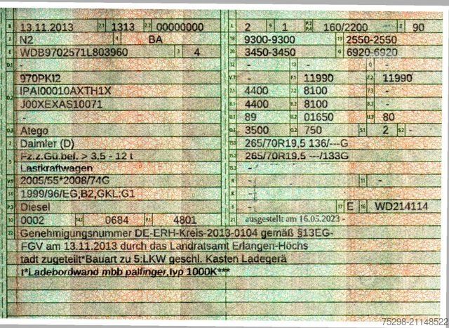 Škatlasti tovornjak MERCEDES-BENZ Atego 1222 / Ladebordwand