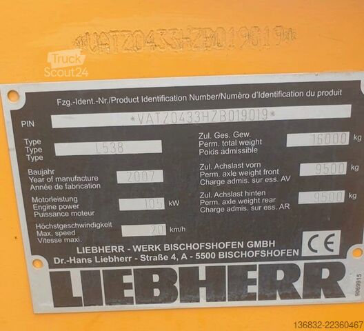 Chargeuse sur pneus LIEBHERR L 538 kein Partikelfilter, kein Adblue -Top