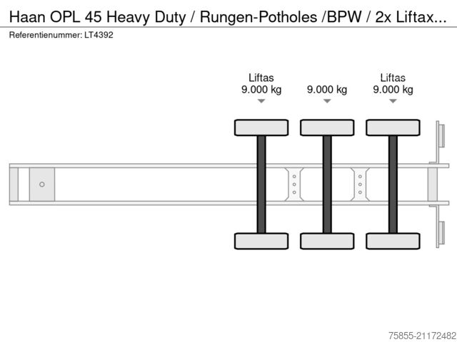 Platte bak Haan OPL 45 Heavy Duty / Rungen-Potholes /BPW / 2x L...