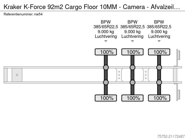 Hareketli zemin Kraker K-Force 92m2 Cargo Floor 10MM - Camera - Afvalz...