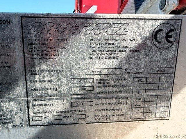 Работна платформа, монтирана на камион IVECO Daily 35C12 ¤6 Multitel MT202, 20 Meter