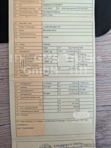 Sklápěcí vůz MERCEDES-BENZ Actros 4143 / V6 / Blatt - Blatt / Retarder