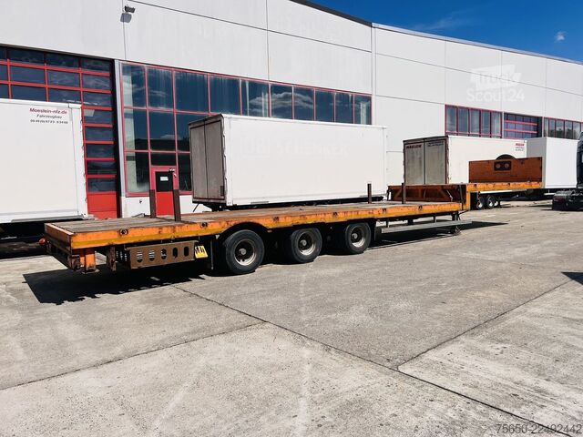 Remorque surbaissée Möslein STO 3 Schwebheim  3 Achs Satteltieflader Plato 45 t GGfür Fertigteile, Baumaschinen oder Container