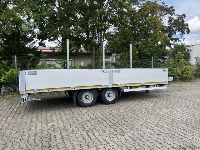 Otvorený príves Möslein THT 11- G 6,2  Tandem Pritsche- Tieflader mit Rungentaschen