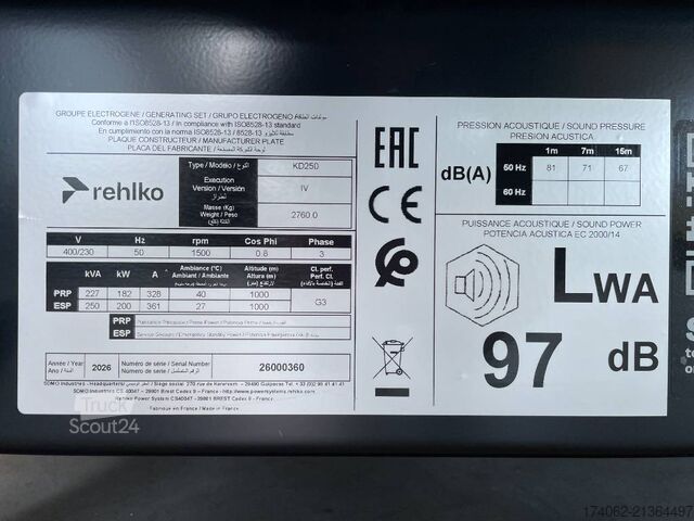 مجمع Rehlko KD250 - 250 kVA Generator - DPX-17013
