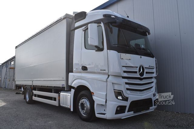 Flatbed truck with tarp MERCEDES-BENZ Actros 1845 L E6 Retarder AHK Edscha LBW