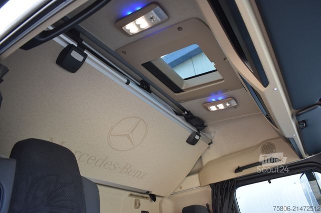 Flatbed truck with tarp MERCEDES-BENZ Actros 1845 L E6 Retarder AHK Edscha LBW