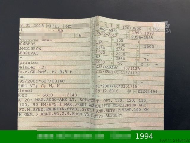 Yüksek tavanlı panelvan MERCEDES-BENZ Sprinter II 316 CDI MAXI/KLIMA/KAMERA