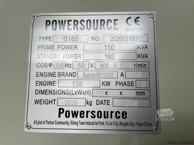 Baudouin 6M11G165/5 - 165 kVA Generator - DPX-19870