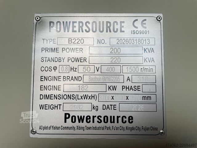  Baudouin 6M16G220/5 - 220 kVA Generator - DPX-19871