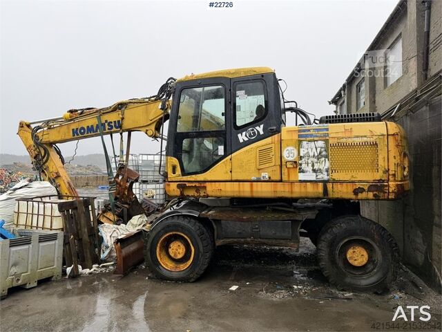 Колесный экскаватор Komatsu PW160-7H wheeled excavator, a repair object withou