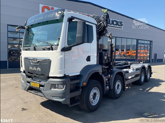 System med krogarm Man TGS 32.470 8x4 Euro 6 Hiab 22 Tonmeter laadkraa...