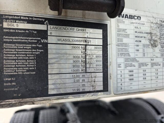 Semiremorcă LANGENDORF Innenlader Glas, Lift, deutsch, Strombetrieb
