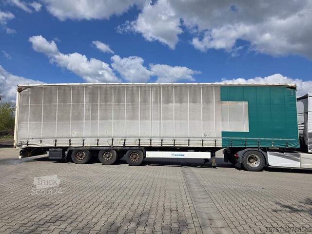 Semiremorcă deschisă cu prelată KRONE Gardine Lowliner, Joloda-Schienen, Hubdach