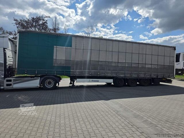 Semiremorcă deschisă cu prelată KRONE Gardine Lowliner, Joloda-Schienen, Hubdach