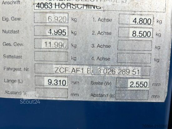 Flatbed truck with tarp IVECO EUROCARGO 120E22 PLANE, SCHALTER LBW