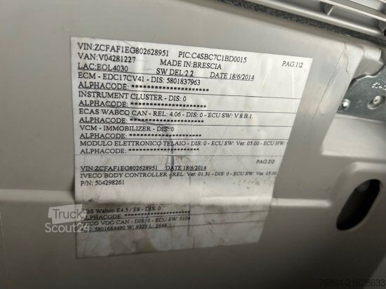 Flatbed truck with tarp IVECO EUROCARGO 120E22 PLANE, SCHALTER LBW