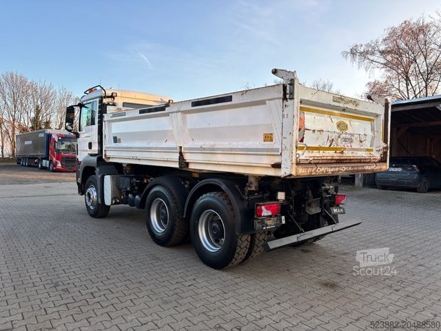 Tre-sidet tipbil MAN TGS 26.480 Pritarder*Meiller*Bordmatik*AHK*TOP