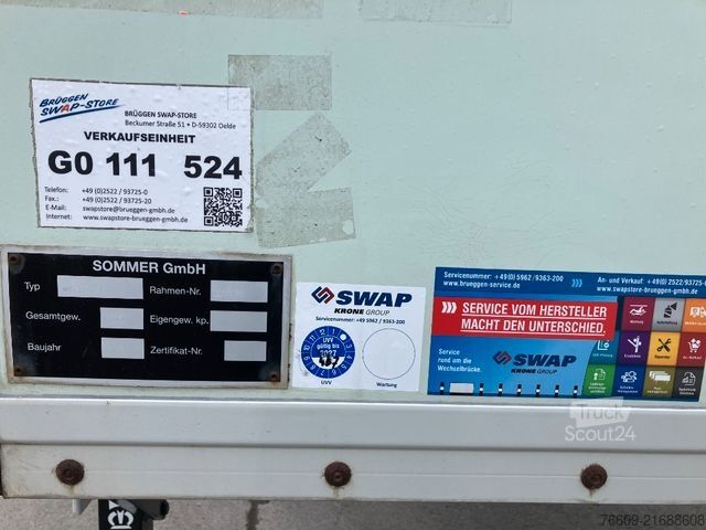 Prikolica z zamenljivo nadgradnjo SOMMER Wechselbrücke Koffer