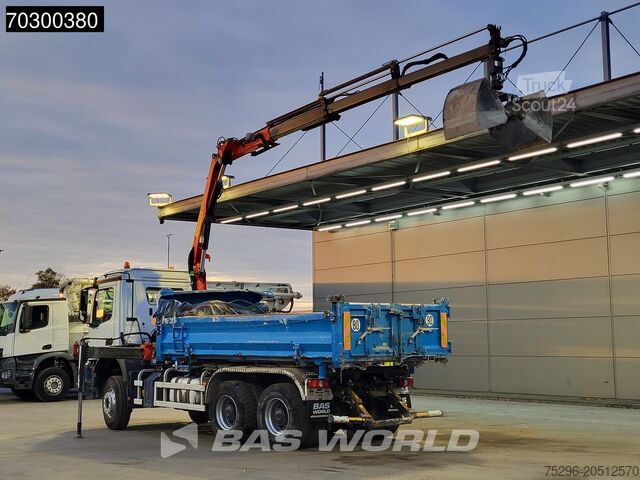 Tipper with crane Mercedes Arocs 3343 6X4 Palfinger PK12.501 SLD Kran Cran...