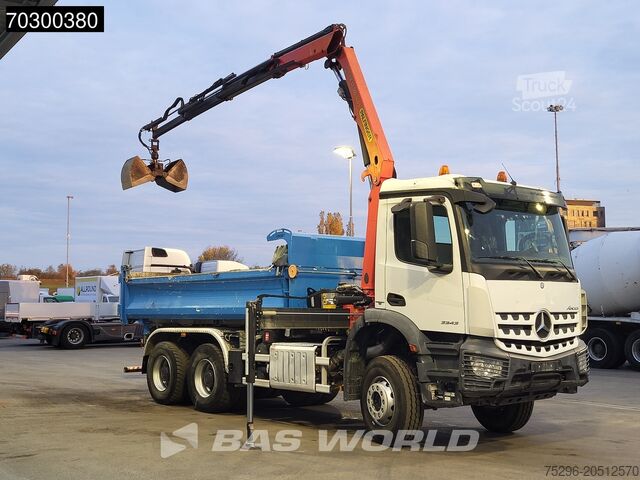 Tipper with crane Mercedes Arocs 3343 6X4 Palfinger PK12.501 SLD Kran Cran...