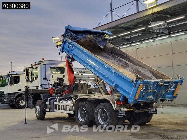 Tipper with crane Mercedes Arocs 3343 6X4 Palfinger PK12.501 SLD Kran Cran...