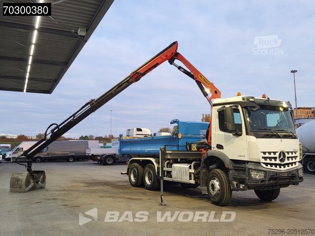 Tipper with crane Mercedes Arocs 3343 6X4 Palfinger PK12.501 SLD Kran Cran...