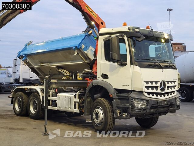 Tipper with crane Mercedes Arocs 3343 6X4 Palfinger PK12.501 SLD Kran Cran...