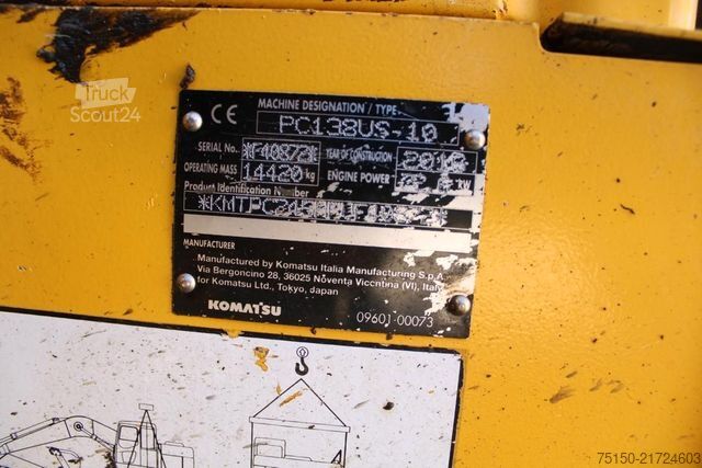 Koparka gąsienicowa KOMATSU PC138US-10 - Compact - GUMMIKETTEN - Nr.: 872