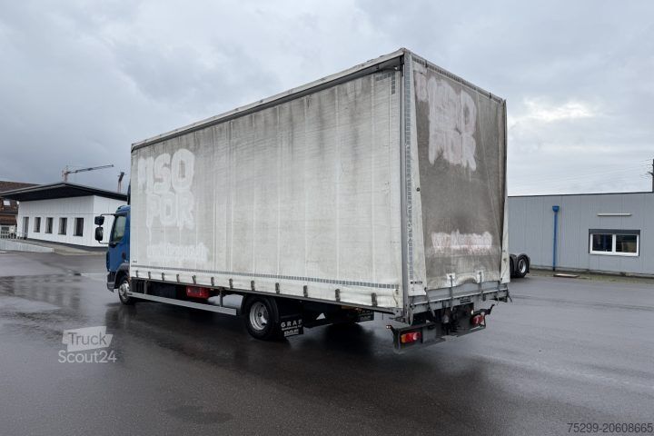 Flatbed truck with tarp DAF LF 220 108 4x2 Blache