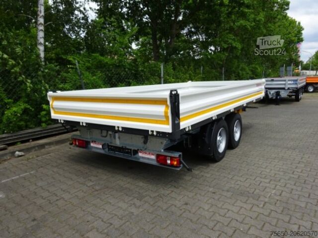 Tipvognstrailer Möslein TTD 11 Weiß neuer Tandem 3- Seitenkipper Tieflader-- Neufahrzeug --
