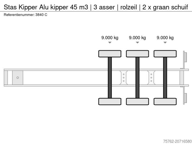 Kipper Stas Kipper Alu kipper 45 m3 | 3 asser | rolzeil | 2...