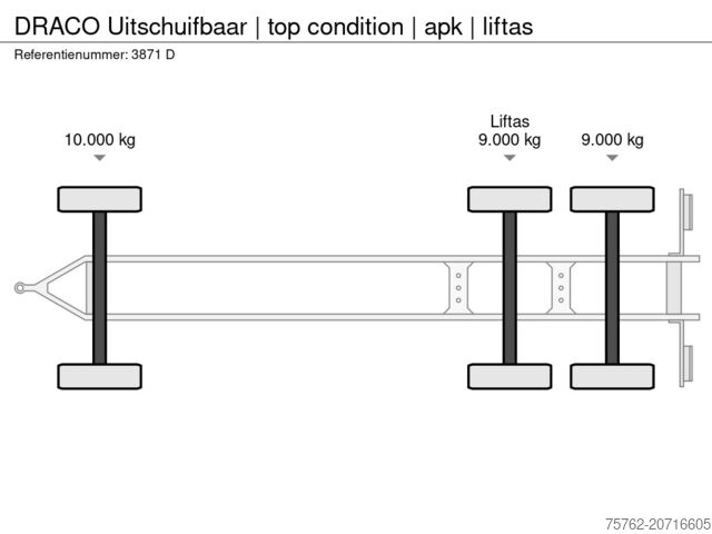 Platform aanhanger DRACO Uitschuifbaar | top condition | apk | liftas