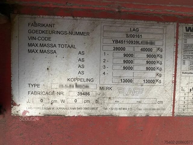 Bâches coulissantes LAG 0-3-39 / Mega / SAF + Disc / Coil