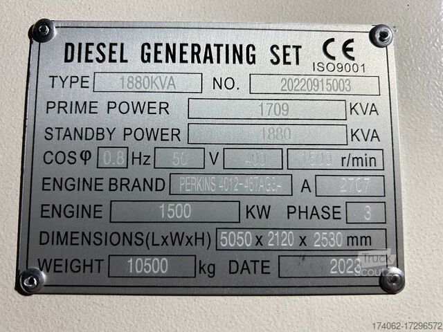 Agregat Perkins 4012-46TAG3A - 1.880 kVA Generator - DPX-19824-O