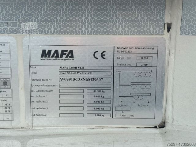 Kippers oplegger MAFA Swap 3. Achs Kippchassi