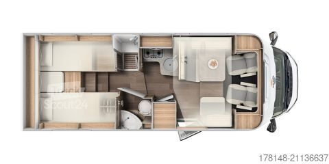 Ημιενσωματωμένο αυτοκινούμενο τροχόσπιτο Carado T 447