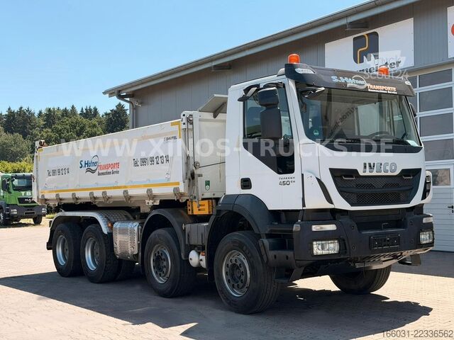 Üç taraflı damperli kamyon IVECO TRAKKER 450 8X4 DAUTEL Bordmatic 130.000km!