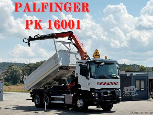Кран, монтиран на камион RENAULT C 380* KIPPER 5,20 m* KRAN/FUNK * 6x4 * TOP