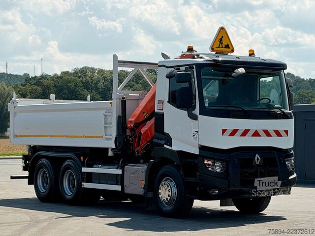Кран, монтиран на камион RENAULT C 380* KIPPER 5,20 m* KRAN/FUNK * 6x4 * TOP