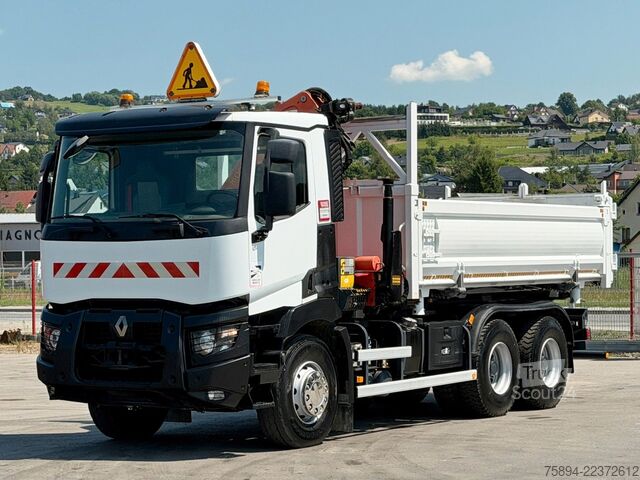 Кран, монтиран на камион RENAULT C 380* KIPPER 5,20 m* KRAN/FUNK * 6x4 * TOP