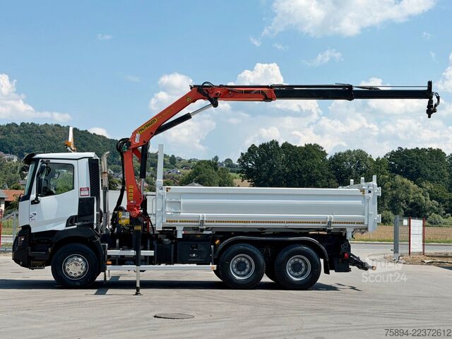 Кран, монтиран на камион RENAULT C 380* KIPPER 5,20 m* KRAN/FUNK * 6x4 * TOP