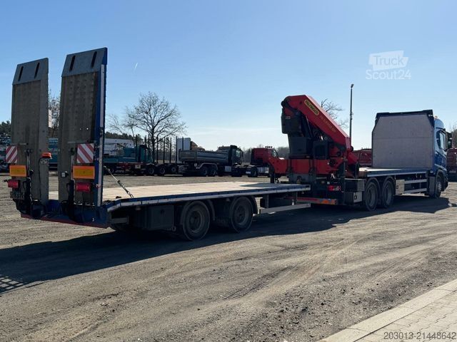 Kamion sa ravnom platformom SCANIA R500 6x4 Pritsche mit Kran Palfinger PK53002 SH