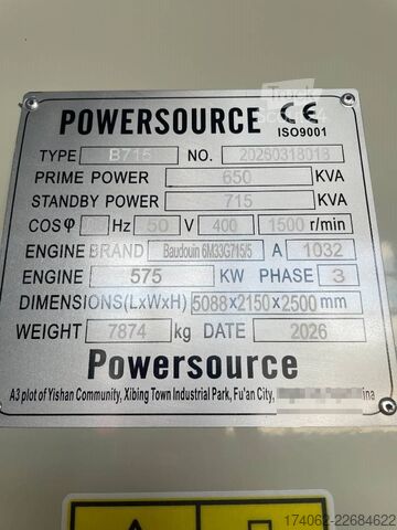  Baudouin 6M33G715/5 - 715 kVA Generator - DPX-19880