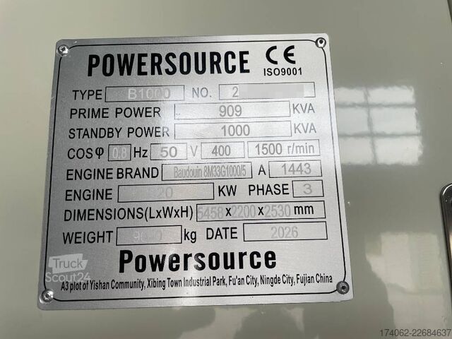  Baudouin 8M33G1000/5 - 1000 kVA Generator - DPX-19882